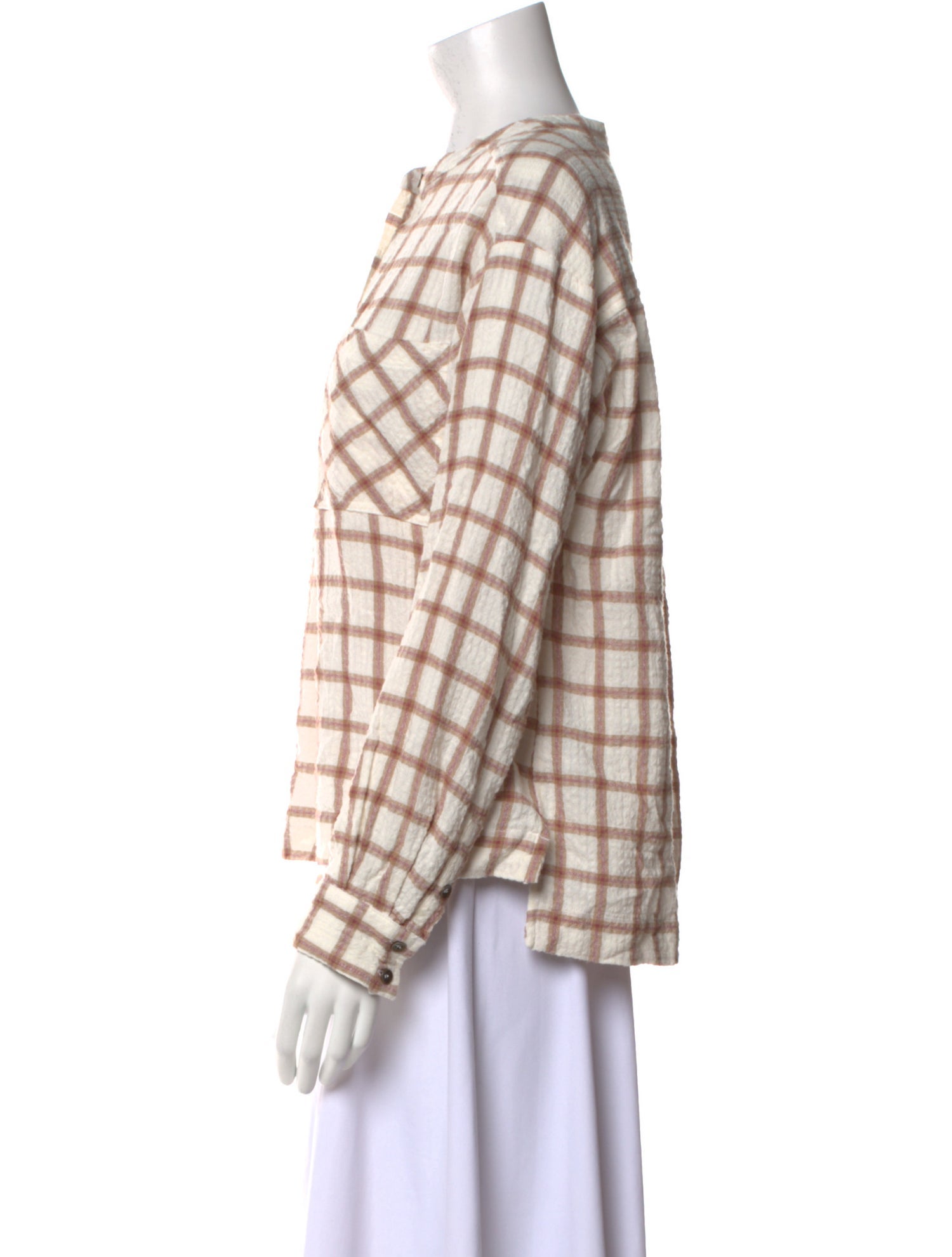 Xirena Plaid Print Crew Neck Blouse