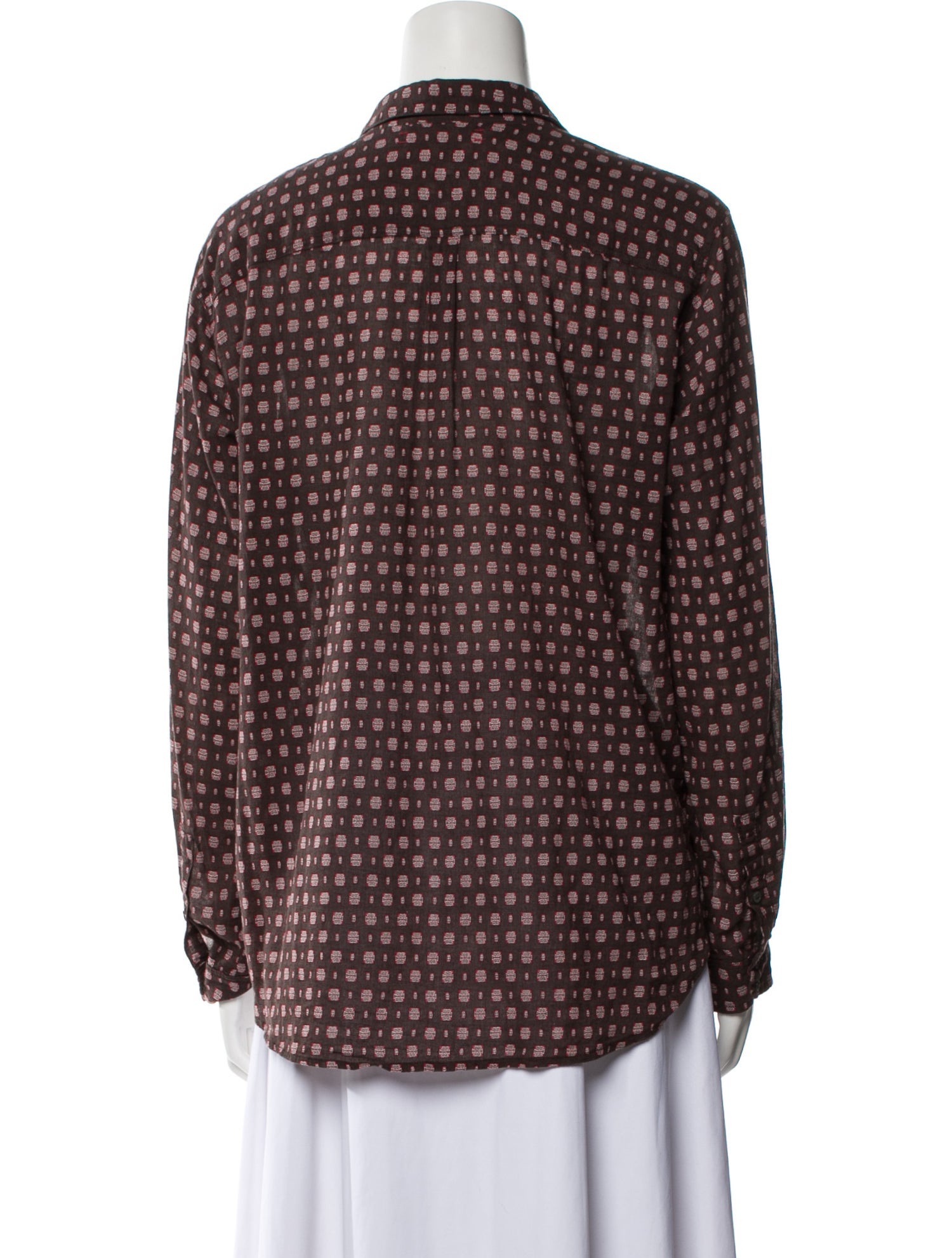 Xirena Printed Long Sleeve Button-Up Top