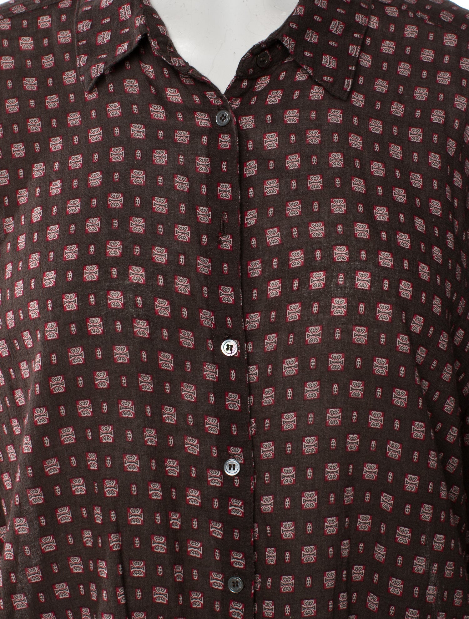 Xirena Printed Long Sleeve Button-Up Top