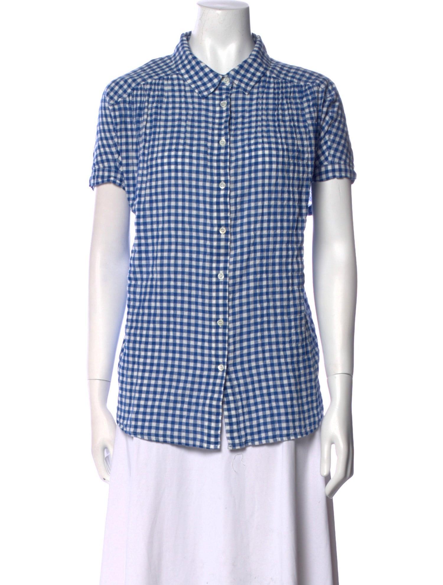 Xirena Plaid Print Short Sleeve Button-Up Top w/ Tags