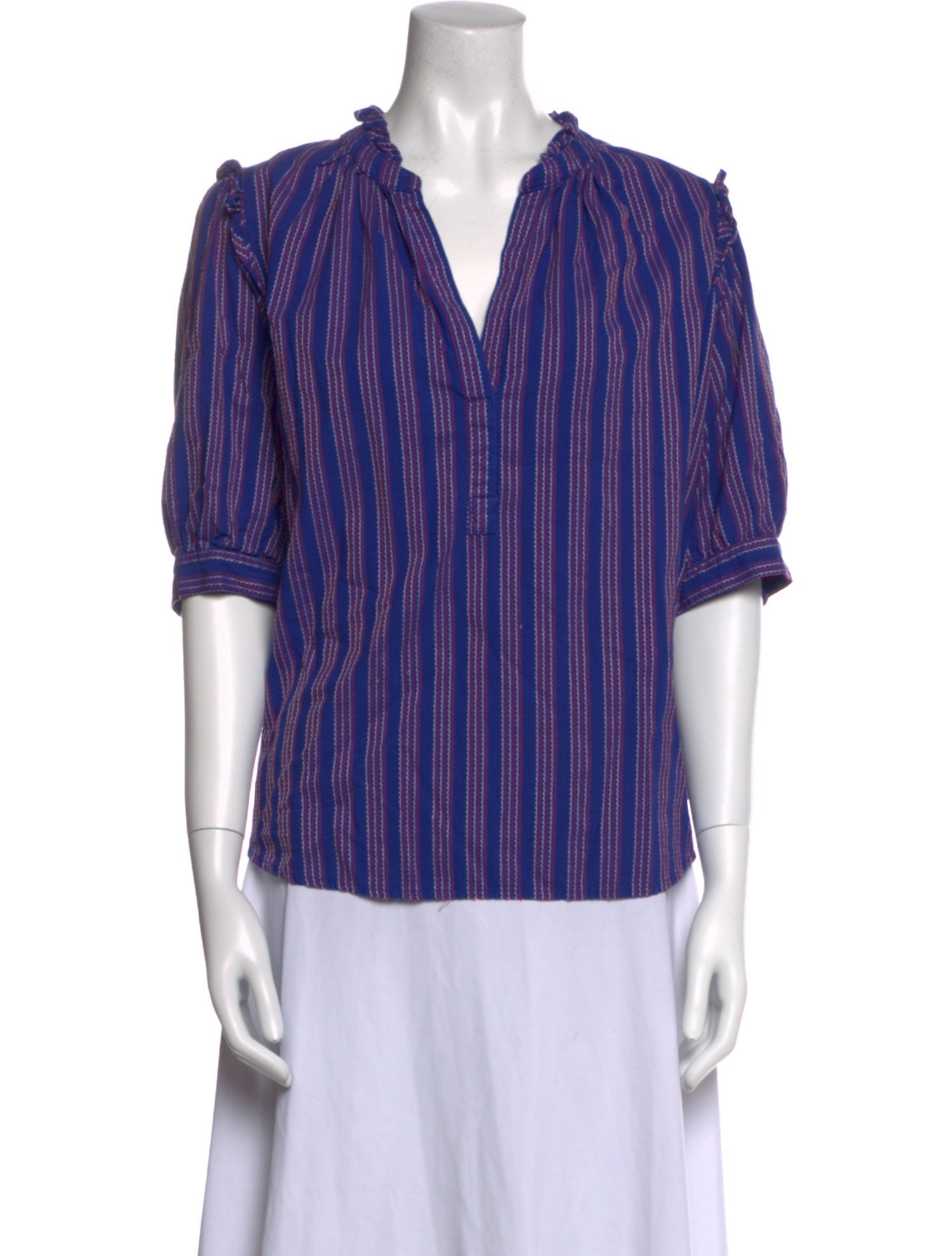 Xirena Striped V-Neck Blouse