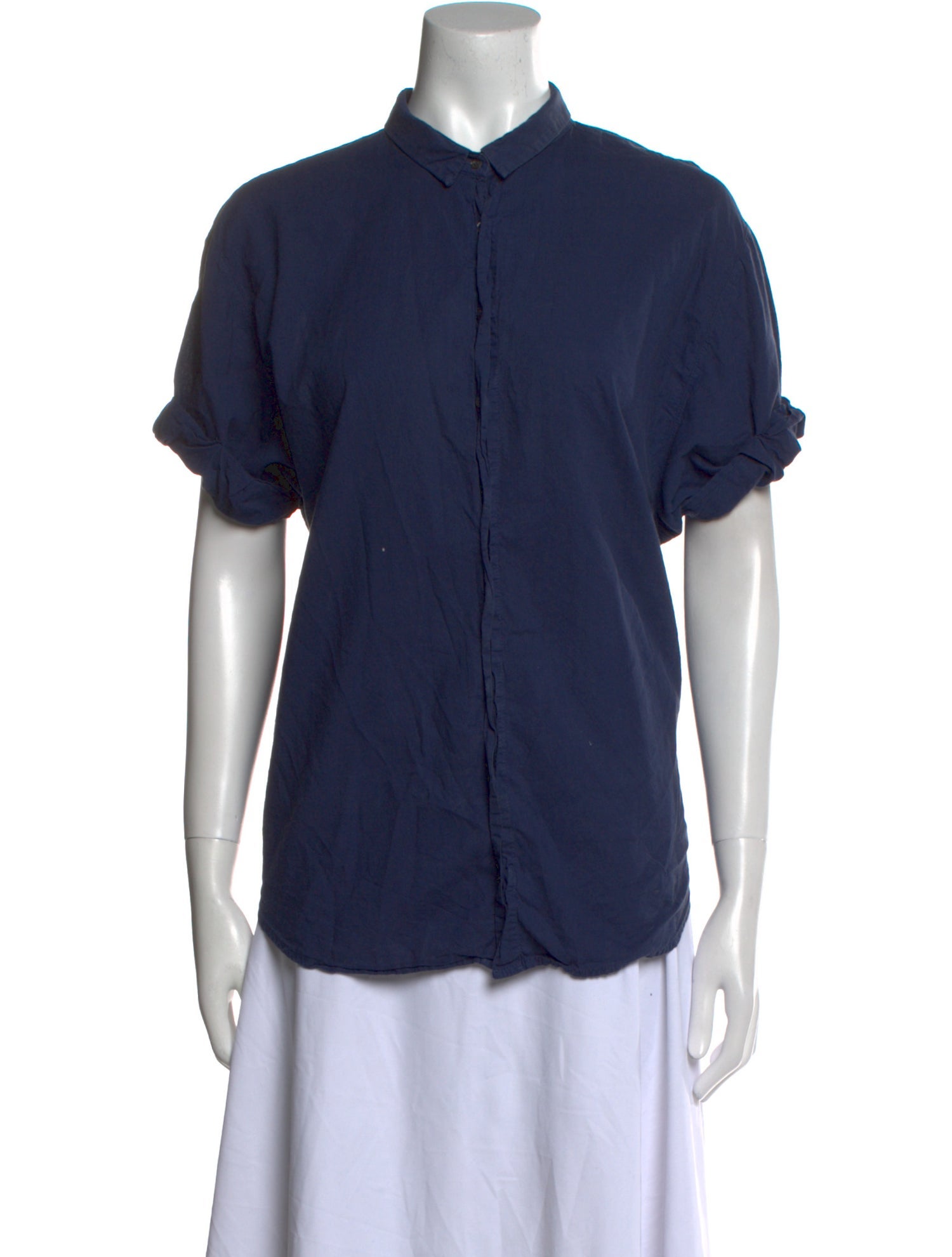 Xirena Mock Neck Short Sleeve Button-Up Top