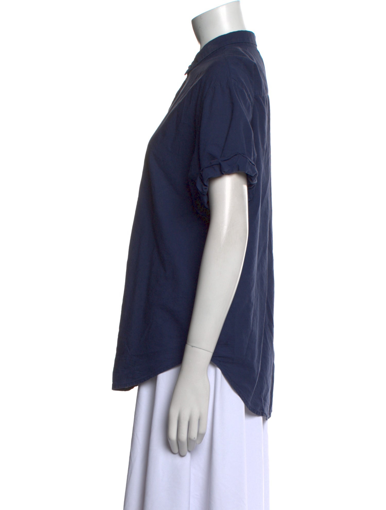 Xirena Mock Neck Short Sleeve Button-Up Top