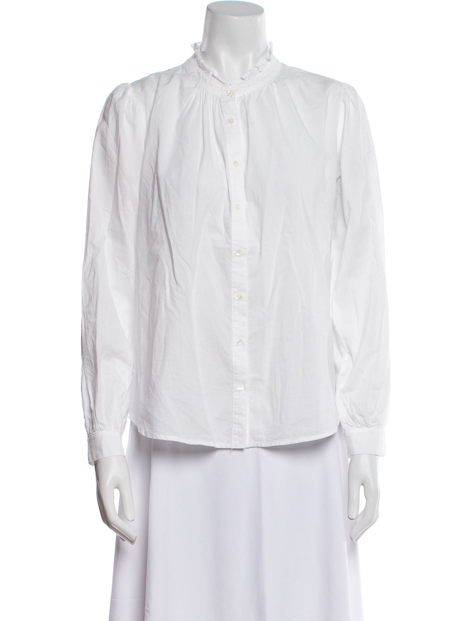 Xirena Mock Neck Long Sleeve Button-Up Top