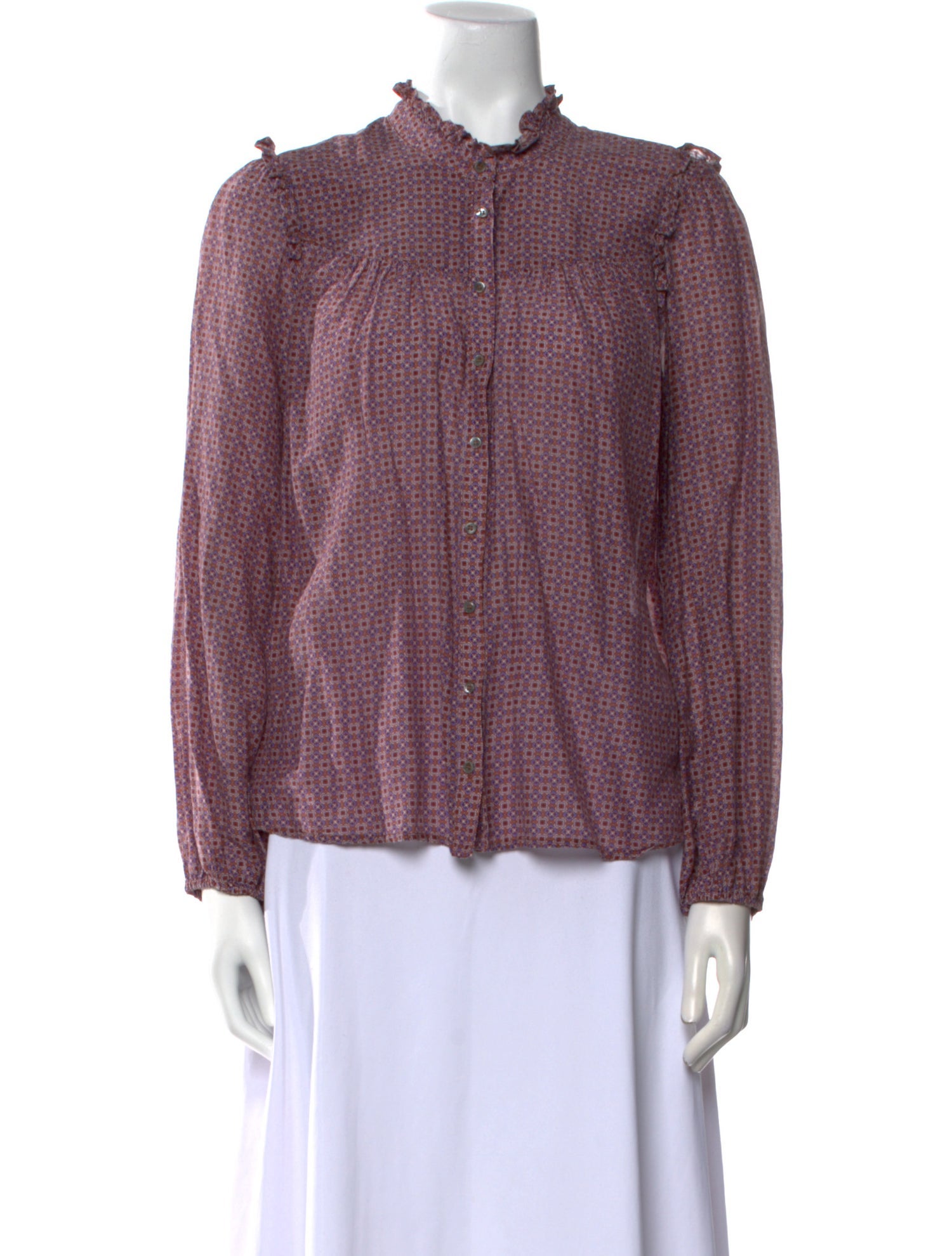 Xirena Printed Mock Neck Blouse