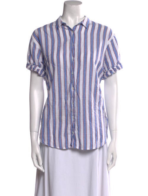 Xirena Striped Short Sleeve Button-Up Top