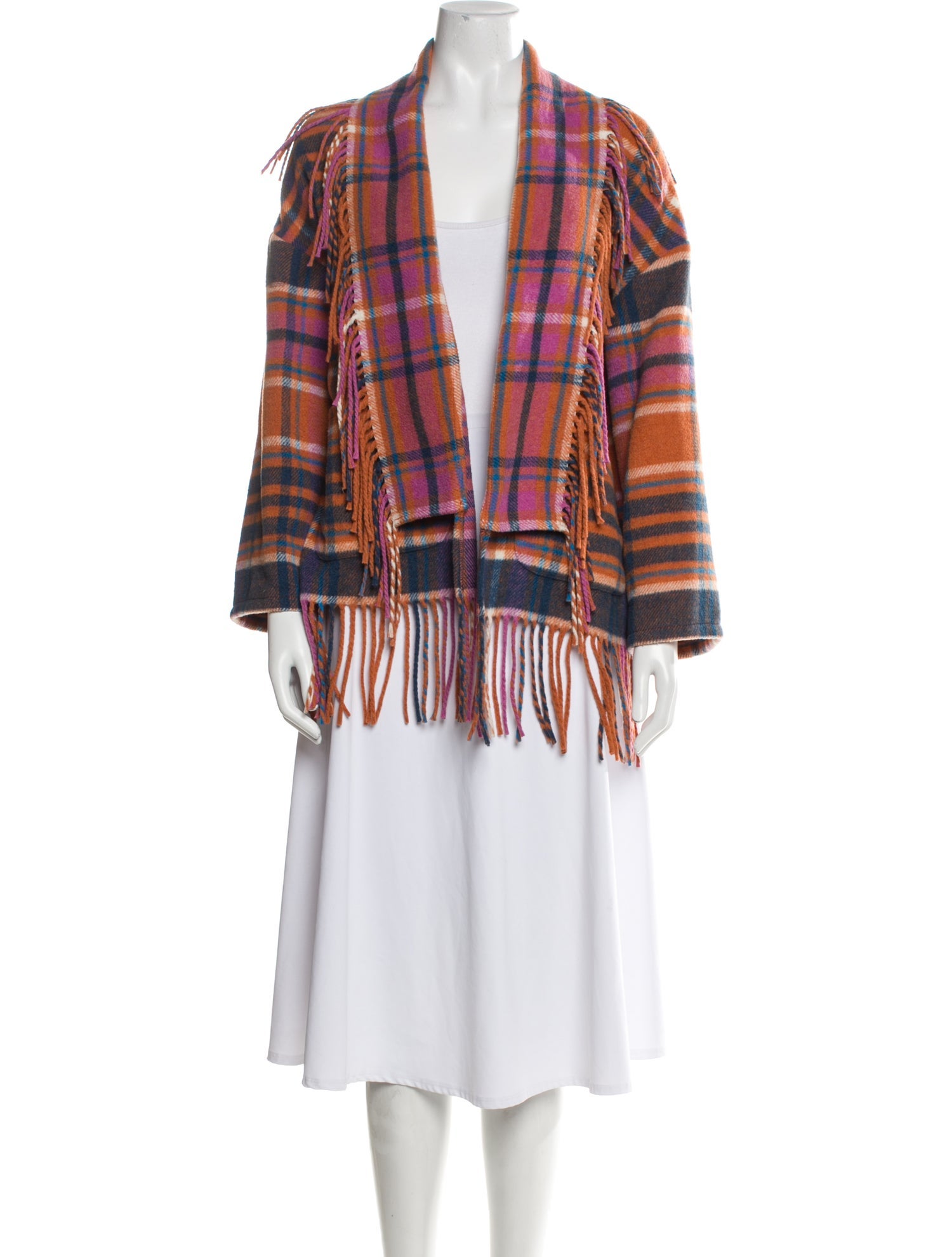 Xirena Plaid Print Open Front Sweater