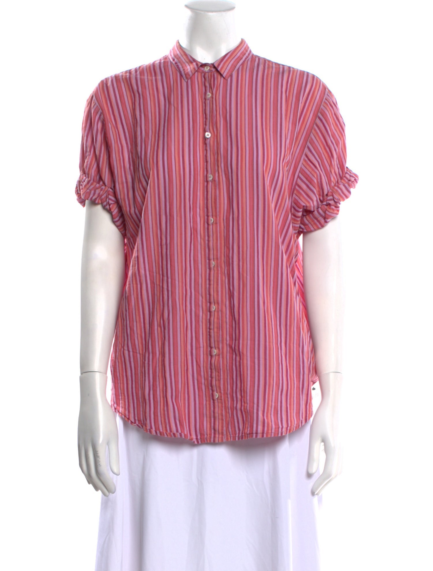 Xirena Striped Short Sleeve Button-Up Top