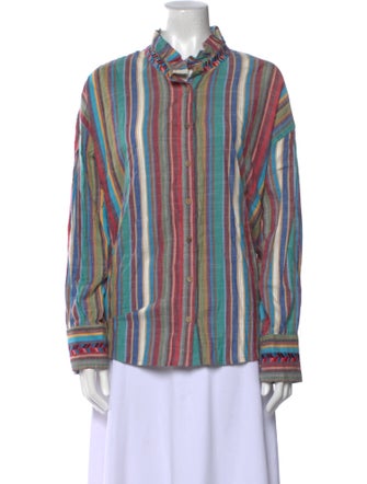 Xirena Striped Long Sleeve Button-Up Top