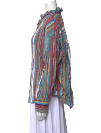 Xirena Striped Long Sleeve Button-Up Top