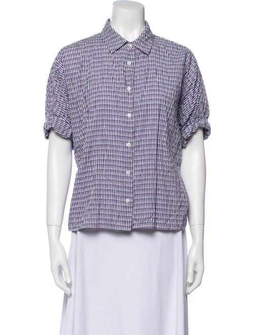 Xirena Plaid Print Short Sleeve Button-Up Top