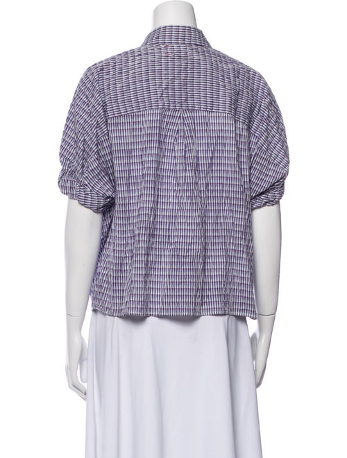 Xirena Plaid Print Short Sleeve Button-Up Top