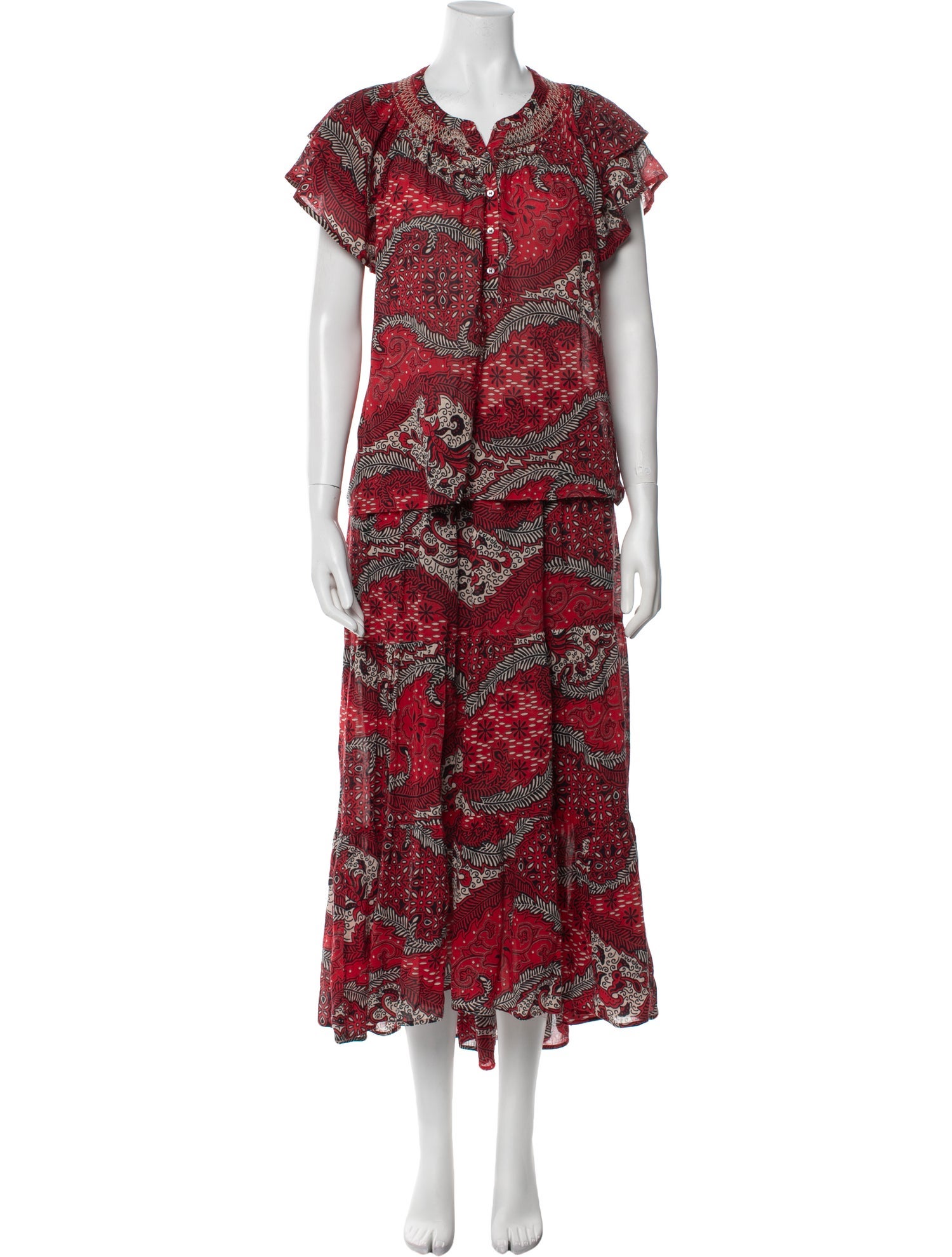 Xirena Printed Ruffle Embellishment Skirt Set