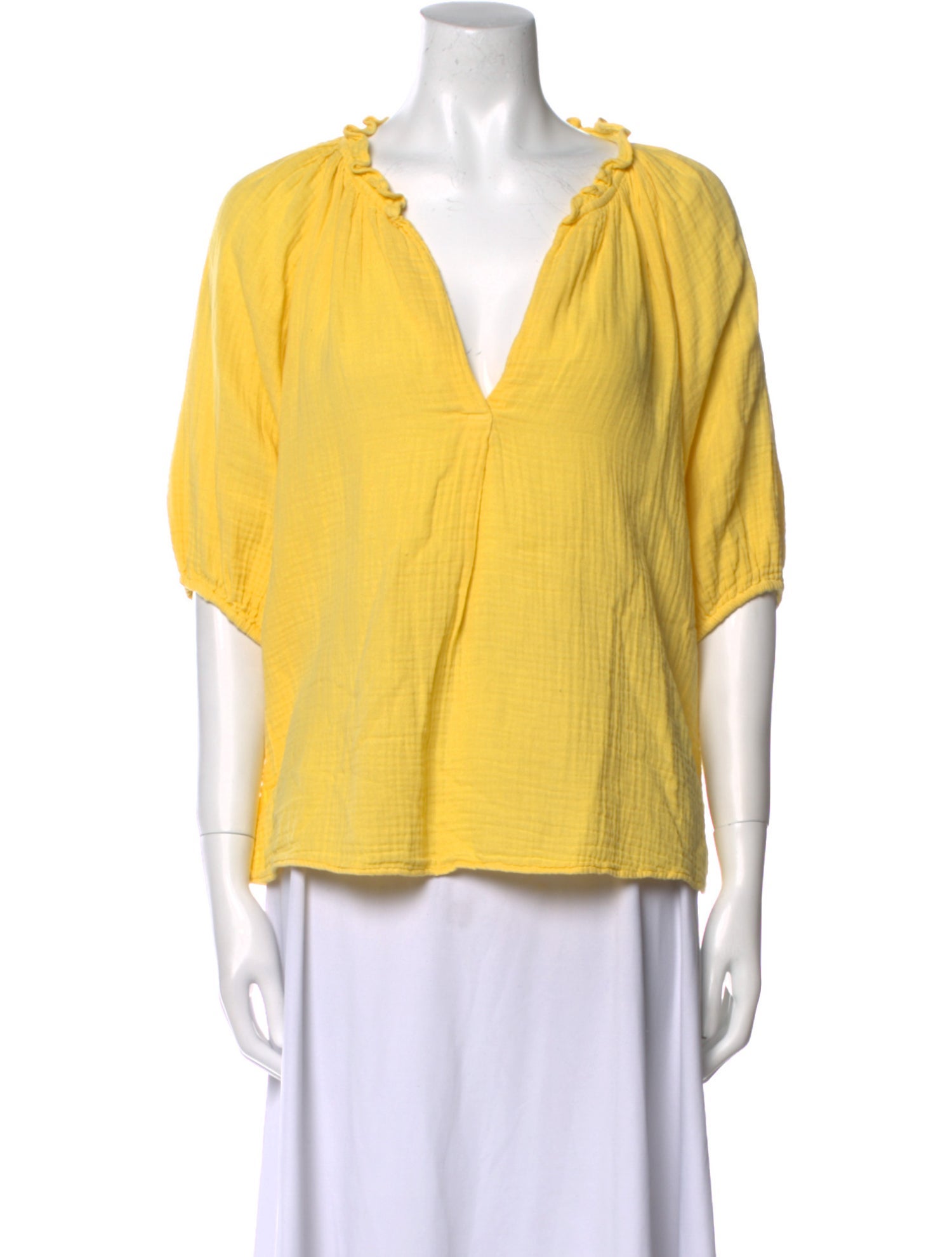 Xirena V-Neck Three-Quarter Sleeve Blouse