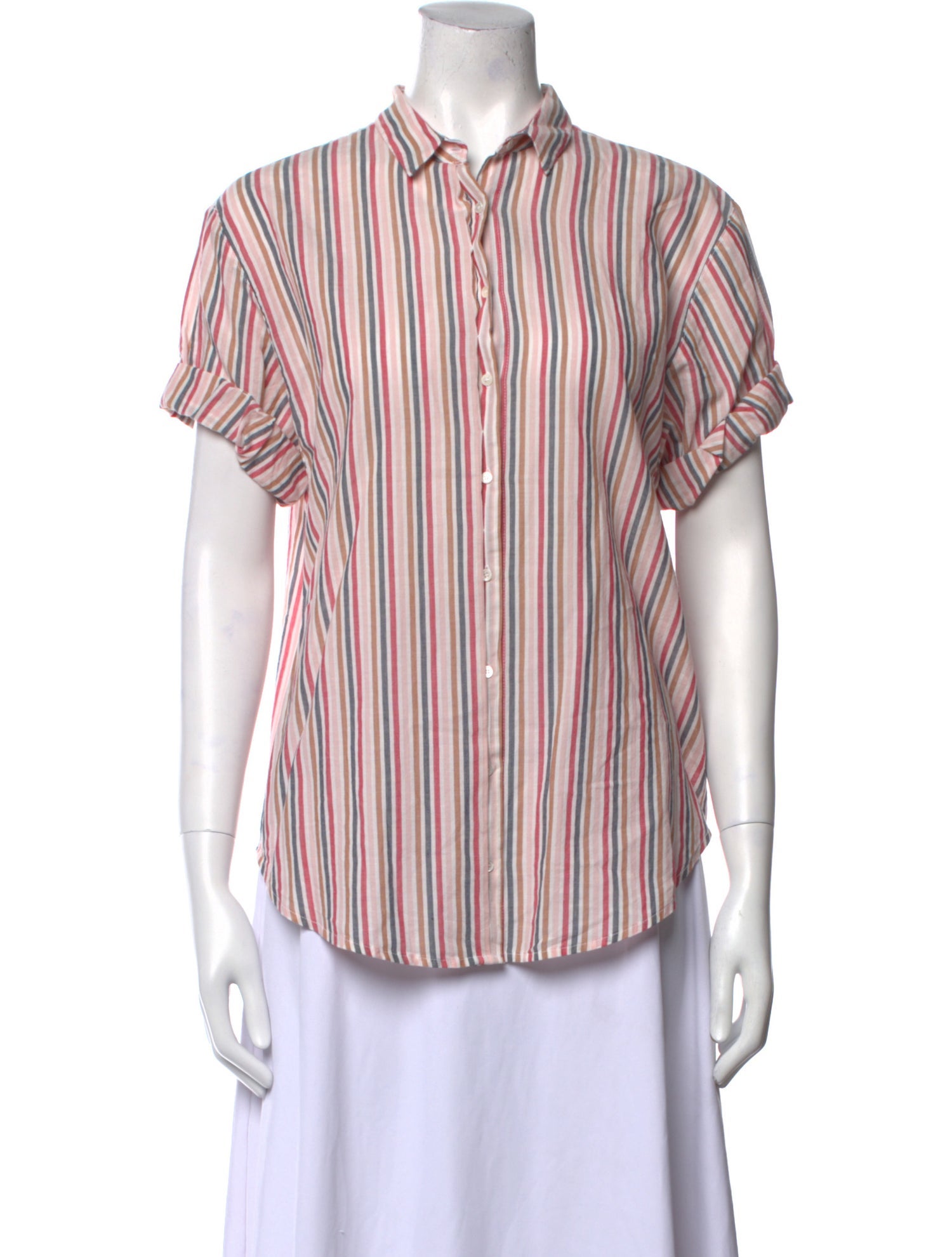 Xirena Striped Short Sleeve Button-Up Top