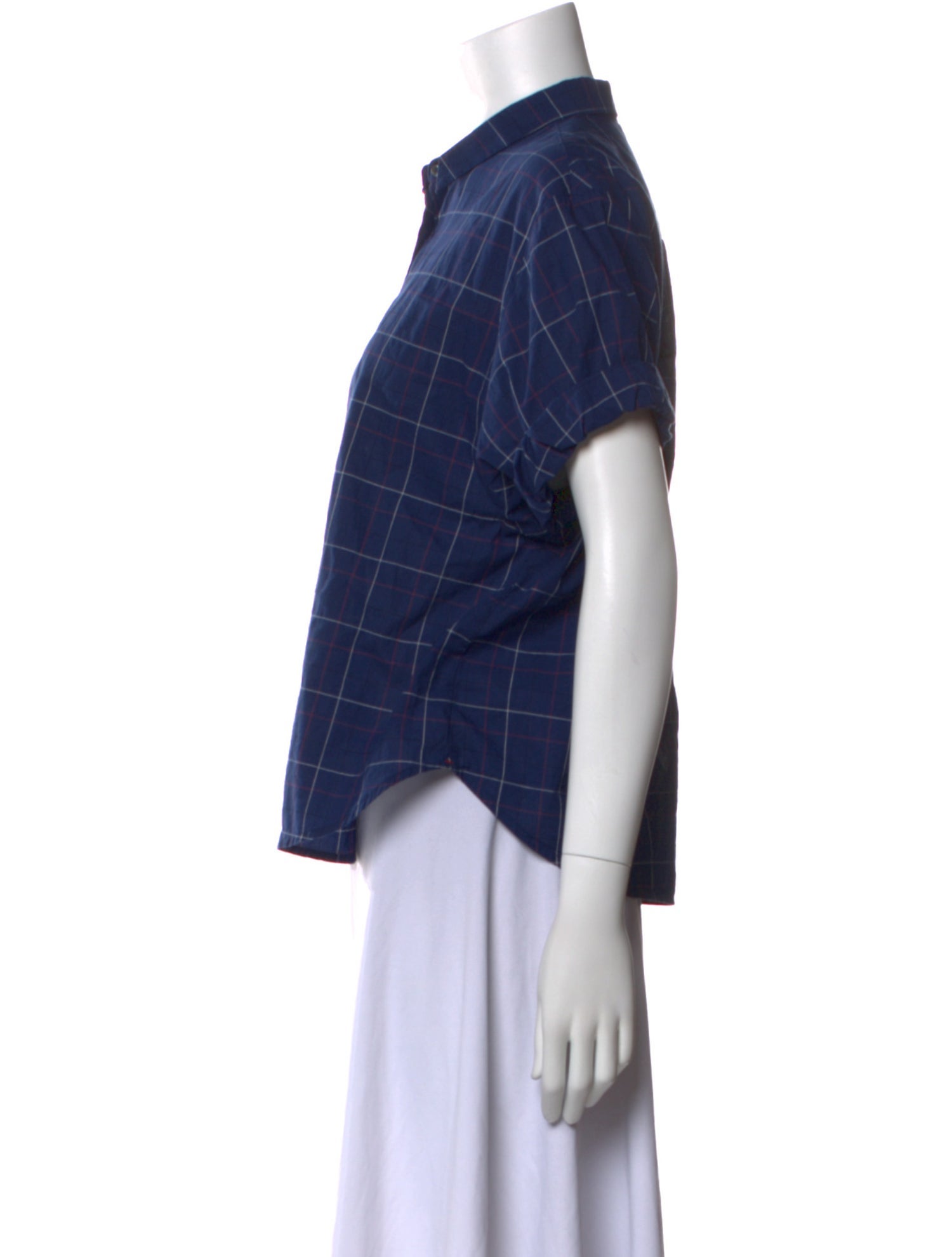 Xirena Plaid Print Short Sleeve Button-Up Top