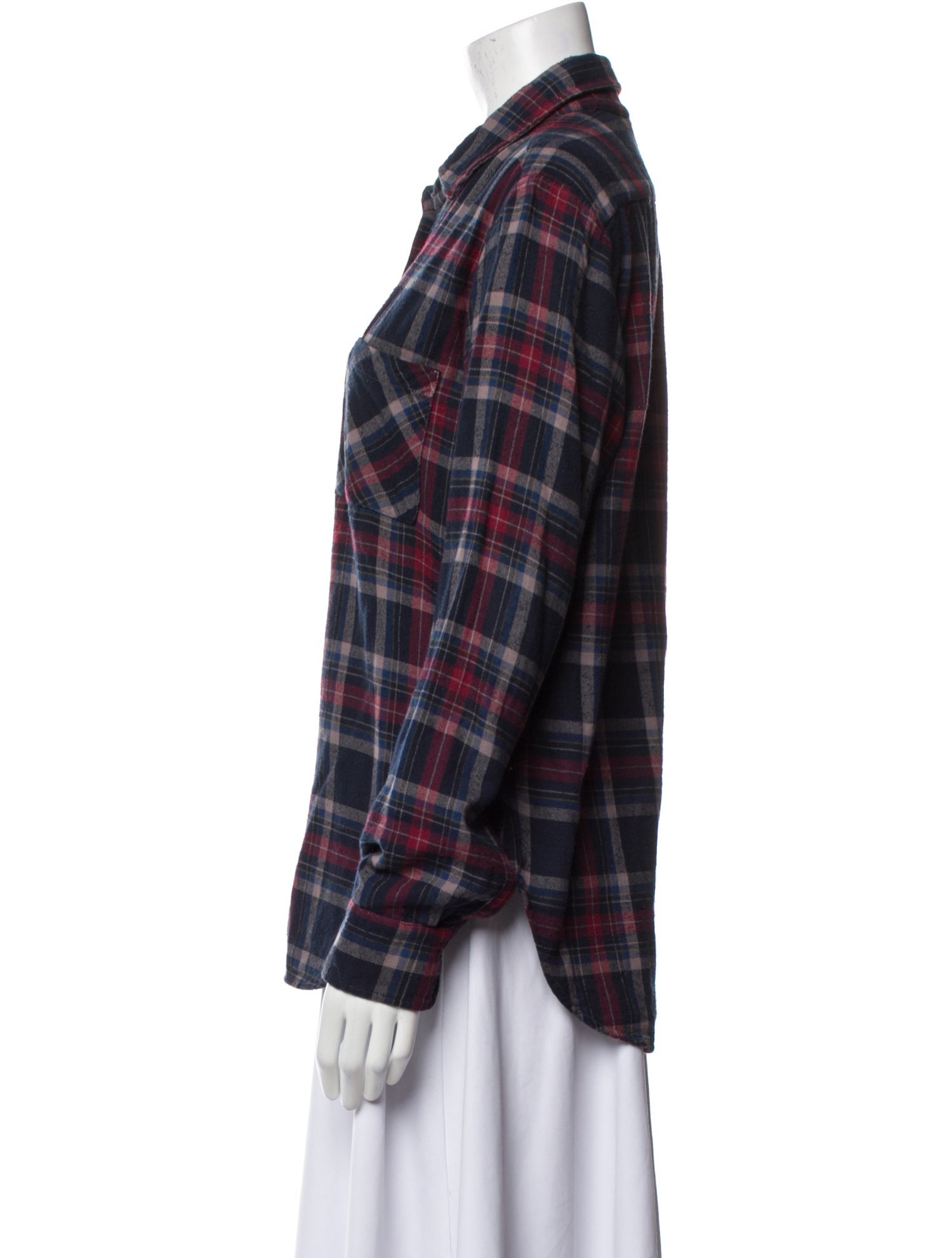 Xirena Plaid Print Long Sleeve Button-Up Top