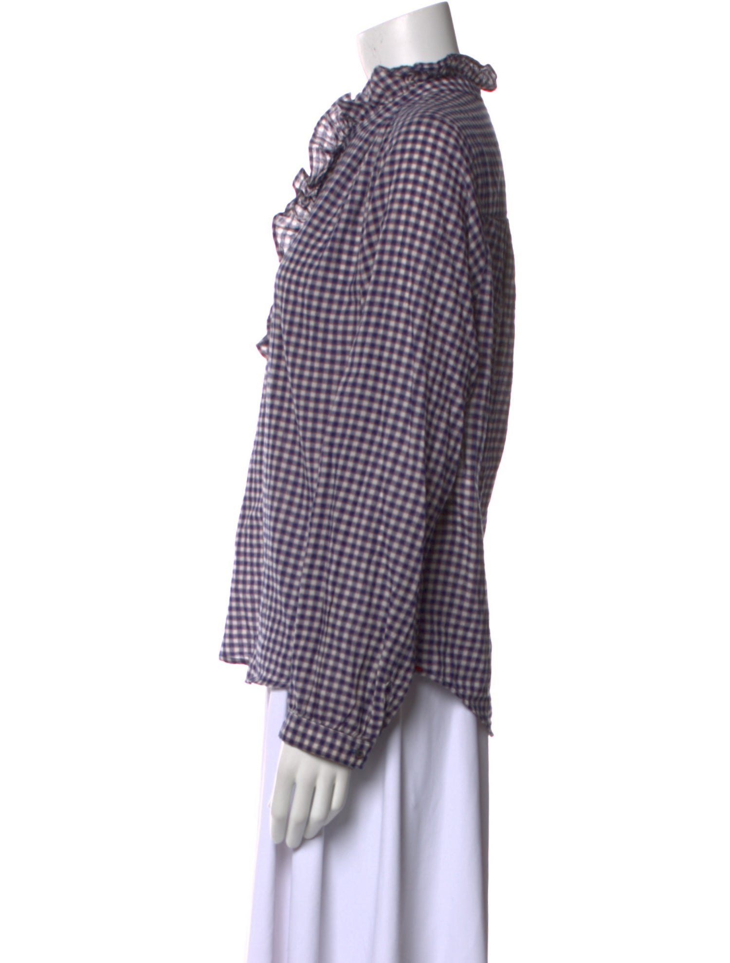 Xirena Plaid Print Mock Neck Button-Up Top