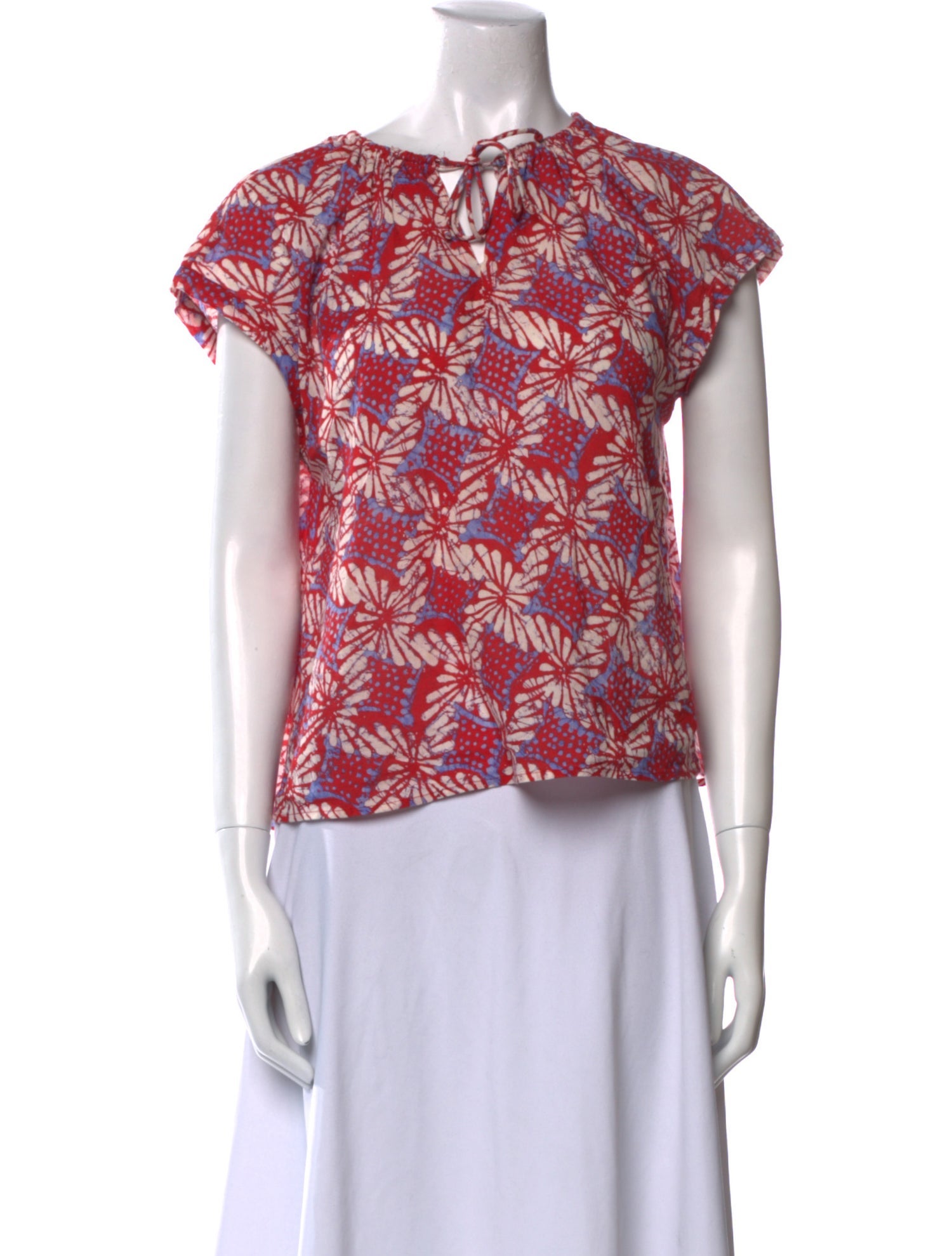 Xirena Floral Print Tie Neck Blouse