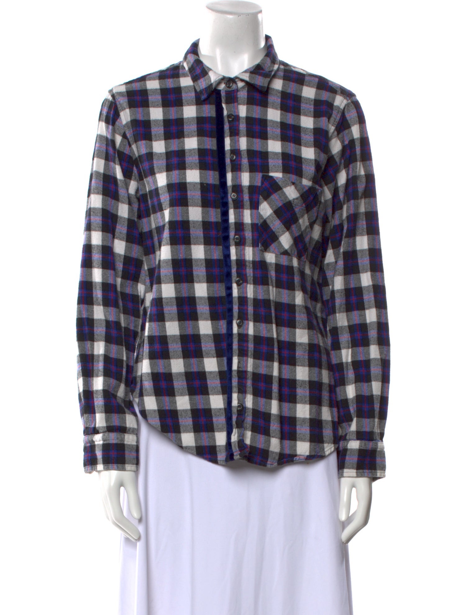 Xirena Plaid Print Long Sleeve Button-Up Top