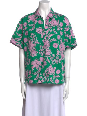 Xirena Floral Print V-Neck Button-Up Top