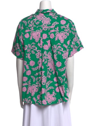 Xirena Floral Print V-Neck Button-Up Top