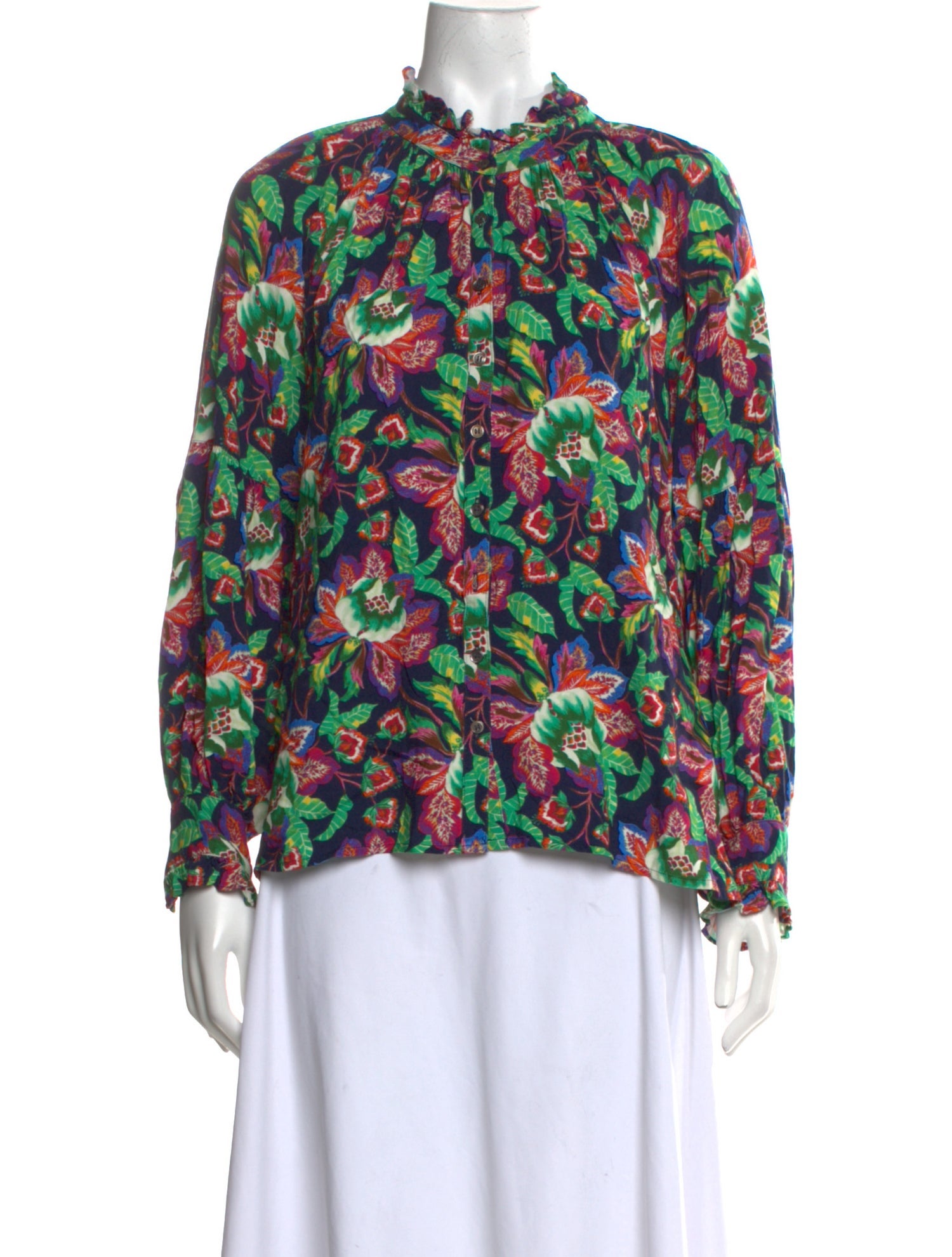 Xirena Floral Print Mock Neck Blouse