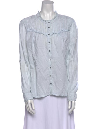 Xirena Mock Neck Long Sleeve Button-Up Top