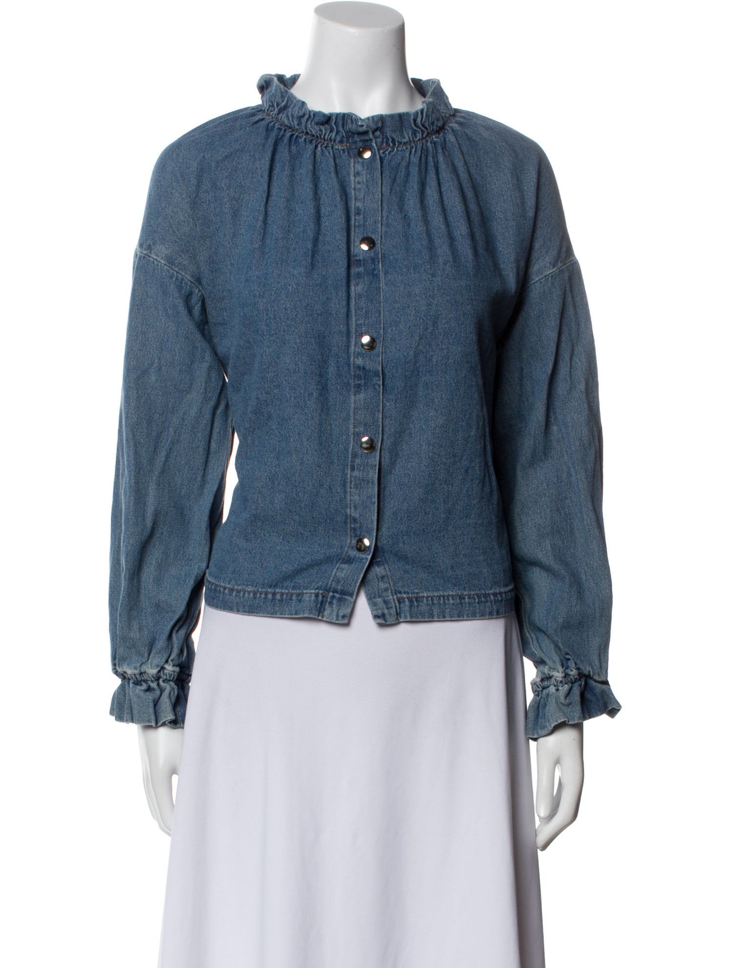 Xirena Mock Neck Long Sleeve Button-Up Top