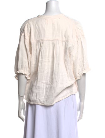 Xirena V-Neck Three-Quarter Sleeve Crop Top