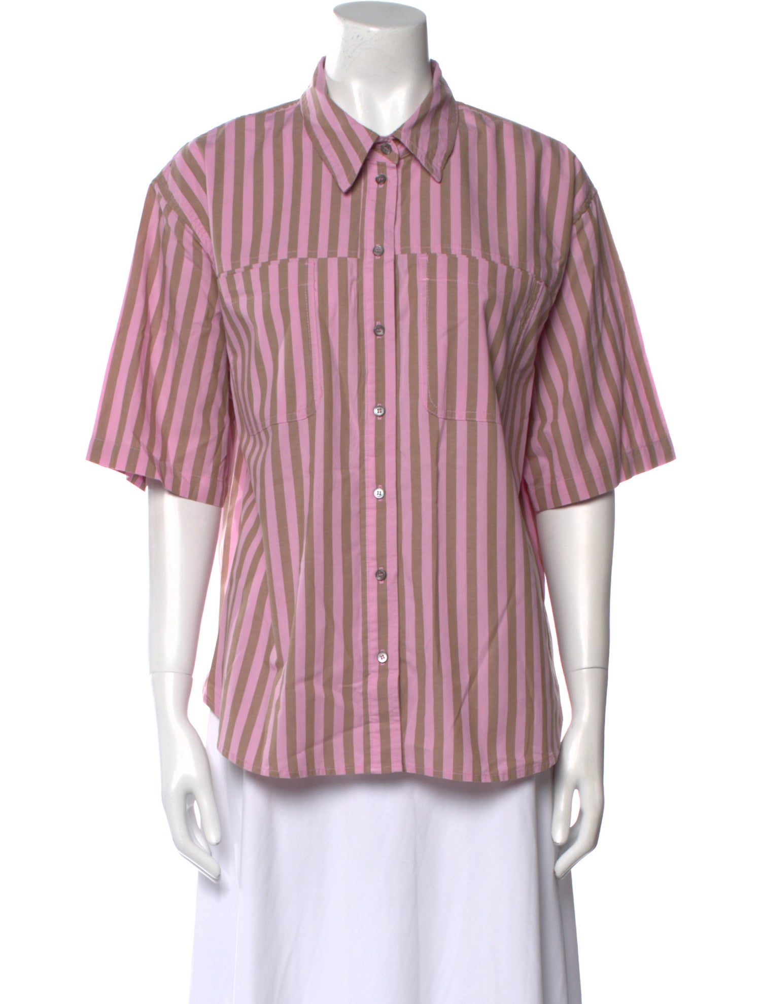 Xirena Striped Short Sleeve Button-Up Top