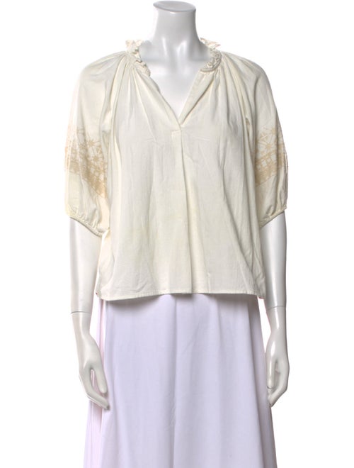 Xirena V-Neck Three-Quarter Sleeve Blouse
