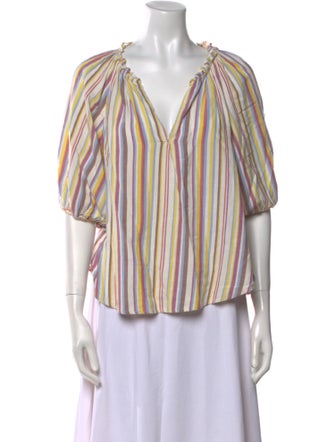 Xirena Striped V-Neck Blouse