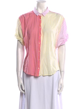 Xirena Striped Short Sleeve Button-Up Top