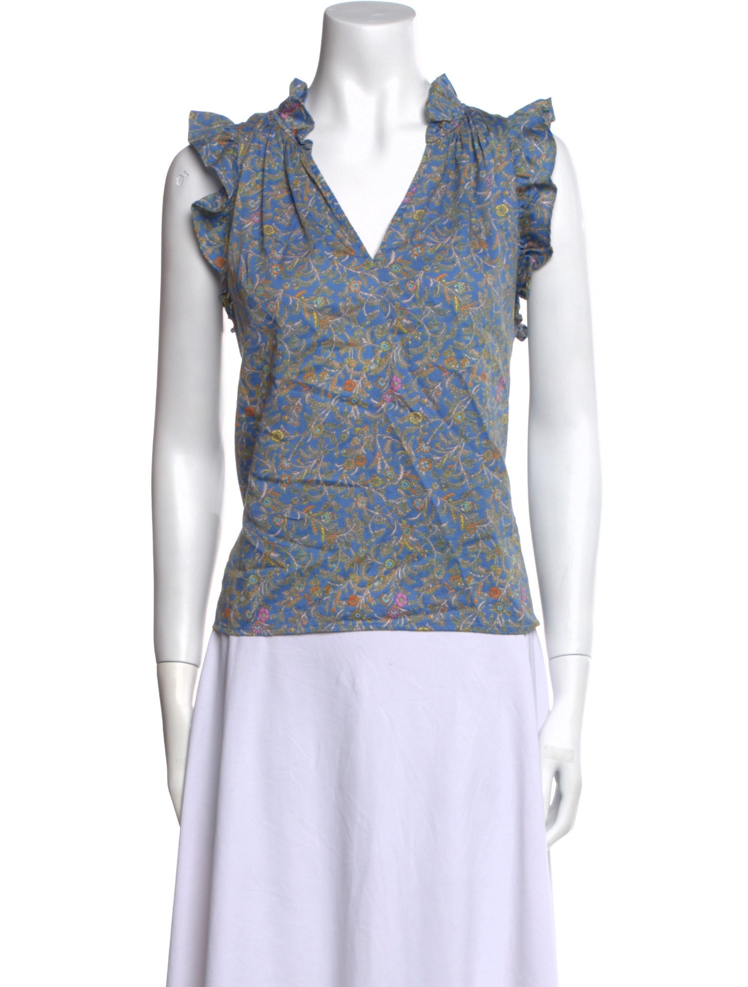 Xirena Printed V-Neck Top