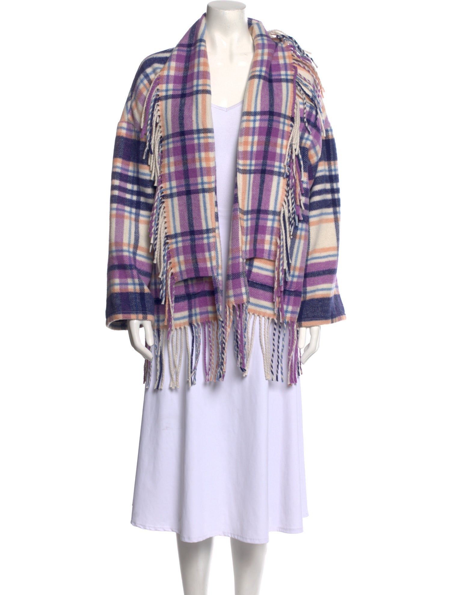 Xirena Plaid Print Open Front Sweater