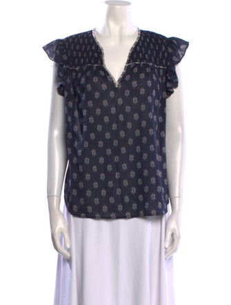 Xirena Paisley Print V-Neck Blouse