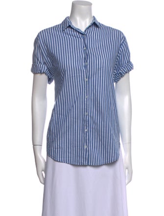 Xirena Striped Short Sleeve Button-Up Top