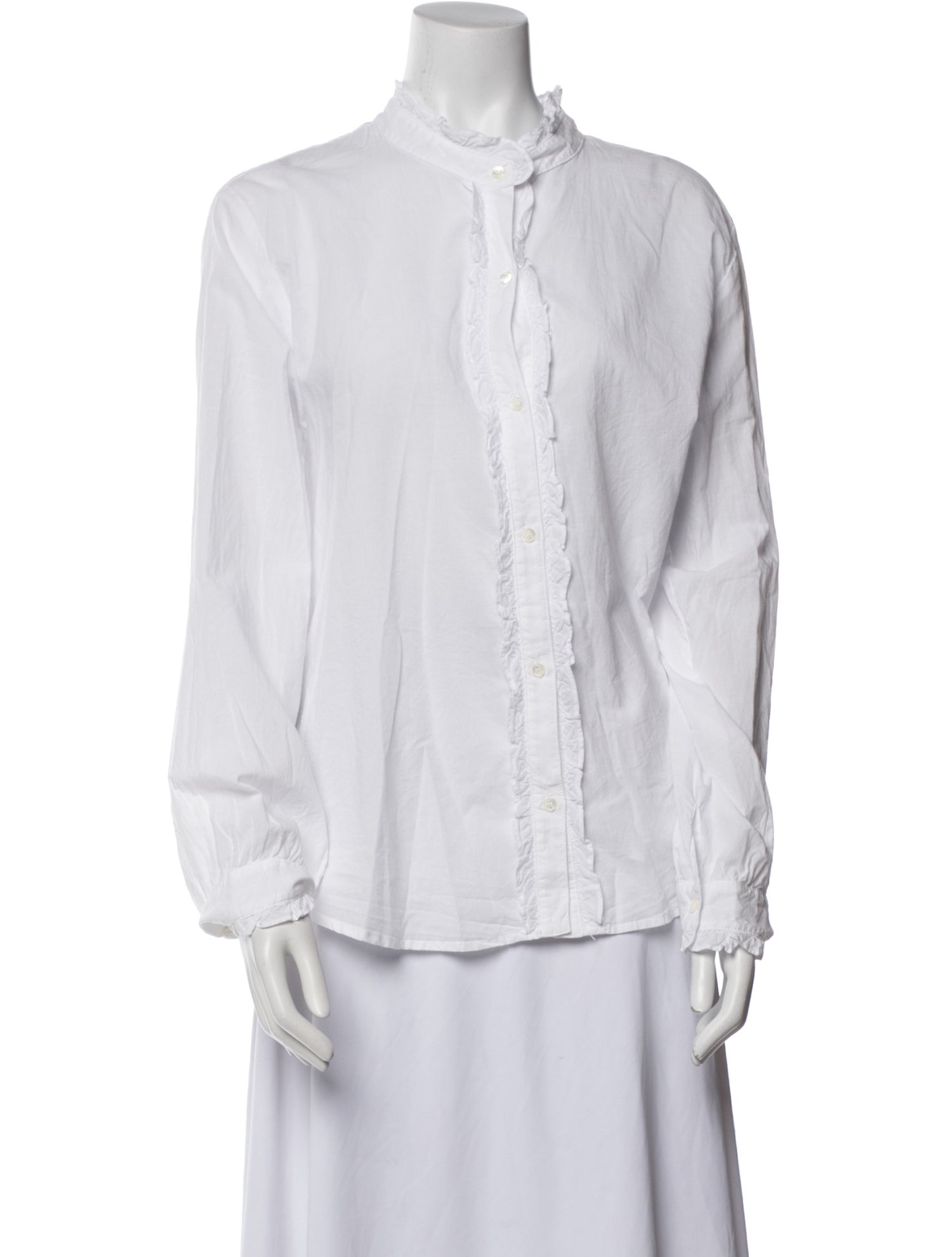 Xirena Mock Neck Long Sleeve Button-Up Top