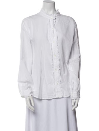 Xirena Mock Neck Long Sleeve Button-Up Top