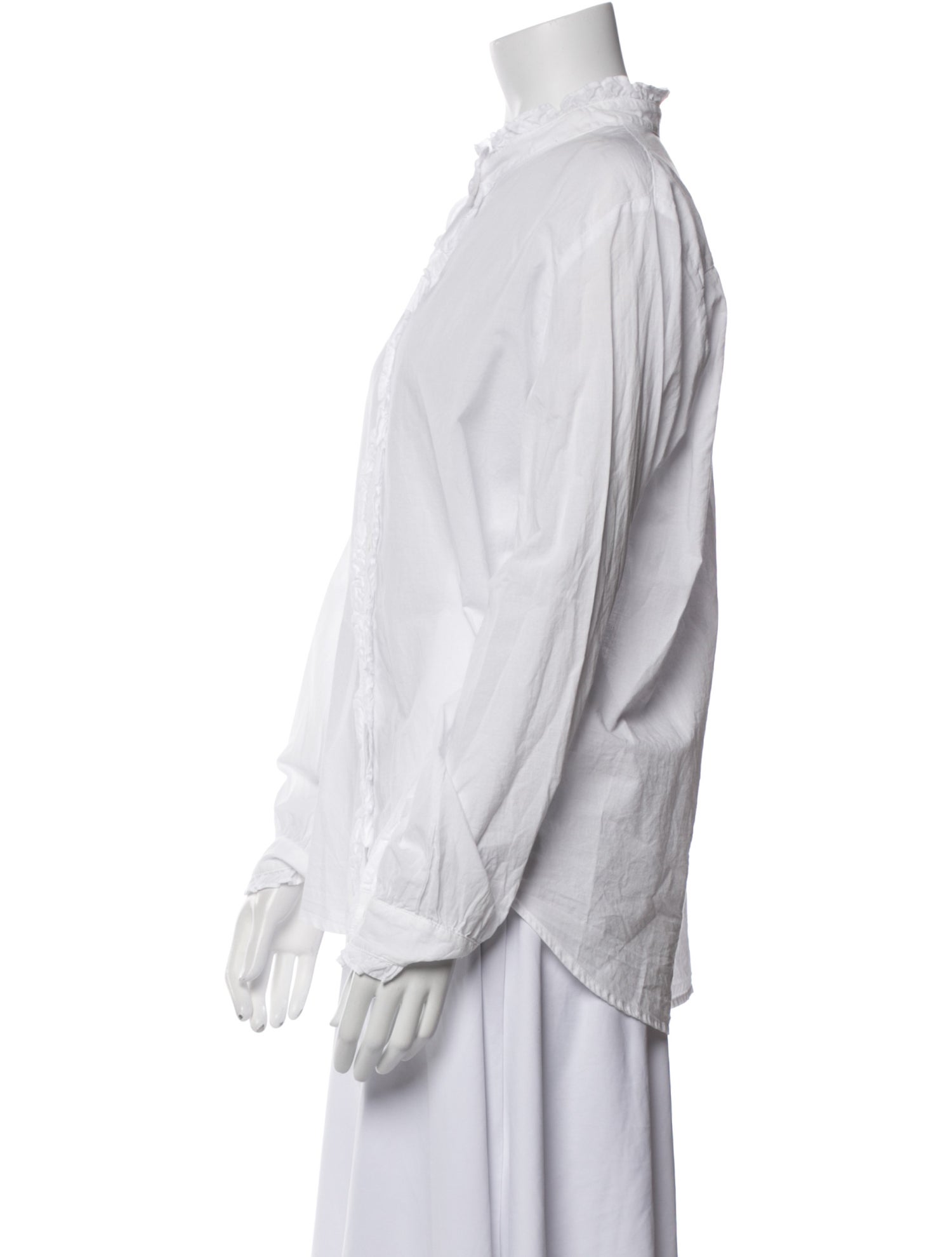 Xirena Mock Neck Long Sleeve Button-Up Top