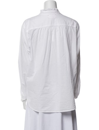 Xirena Mock Neck Long Sleeve Button-Up Top