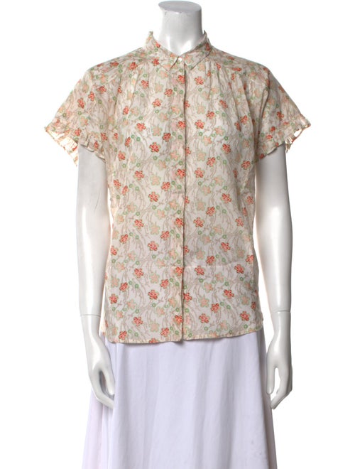 Xirena Floral Print Mock Neck Button-Up Top