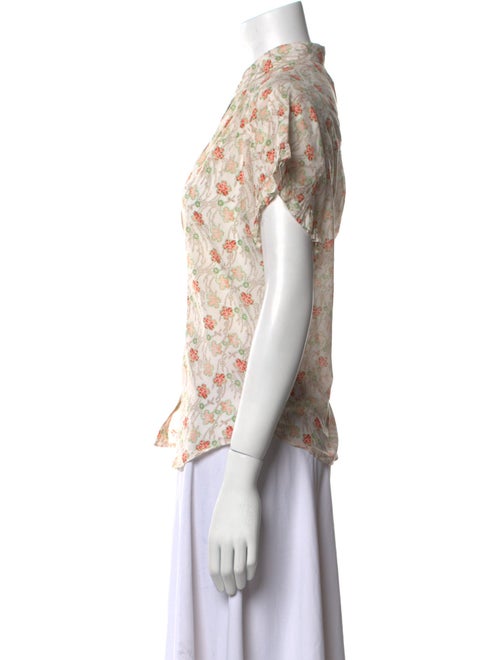 Xirena Floral Print Mock Neck Button-Up Top