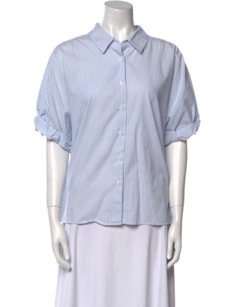 Xirena Striped Short Sleeve Button-Up Top