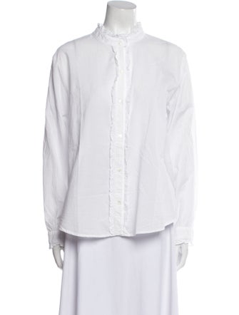Xirena Mock Neck Long Sleeve Button-Up Top