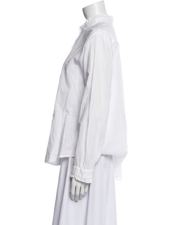 Xirena Mock Neck Long Sleeve Button-Up Top