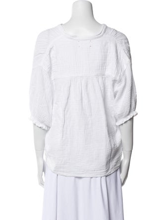 Xirena V-Neck Three-Quarter Sleeve Crop Top