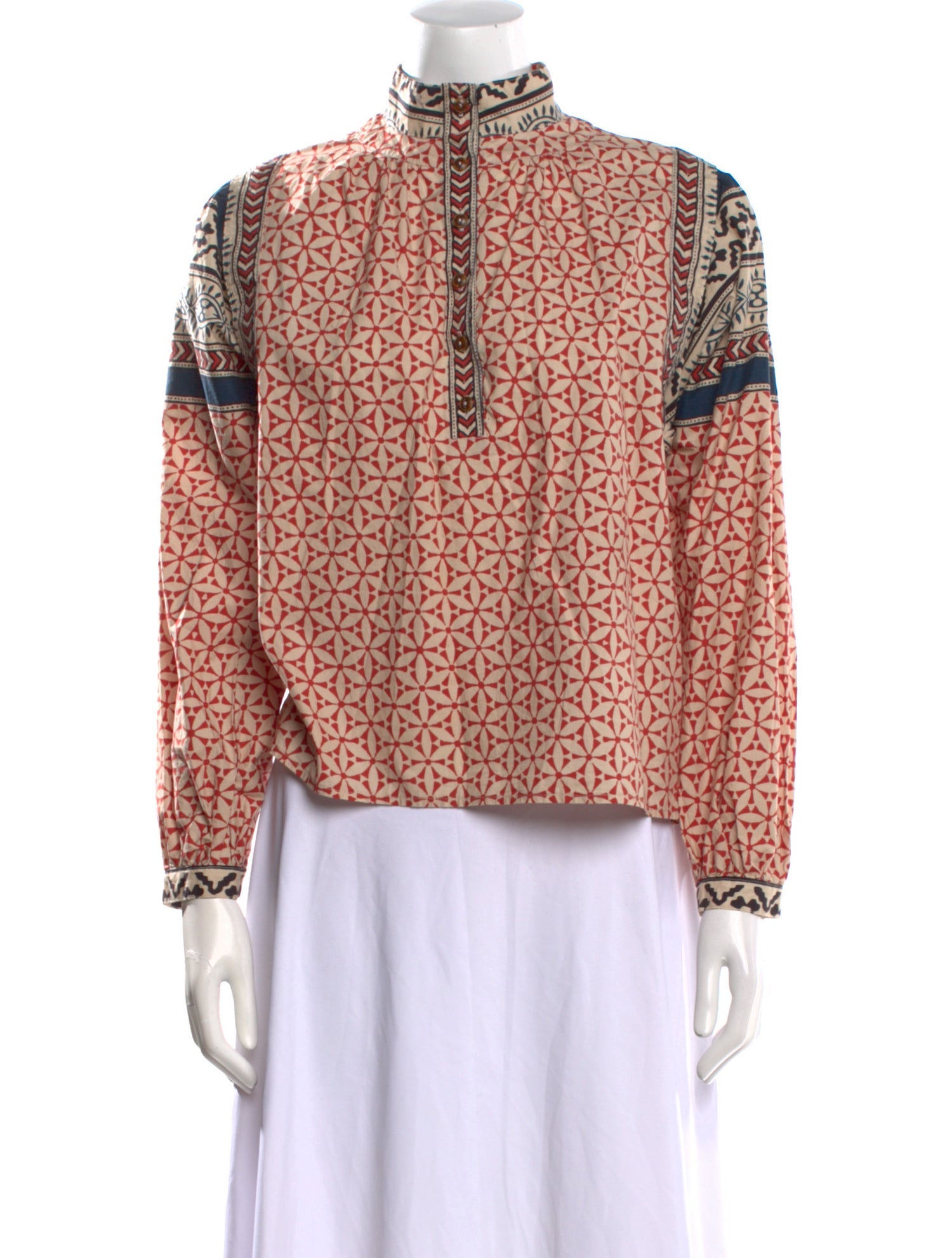 Xirena Printed Mock Neck Blouse