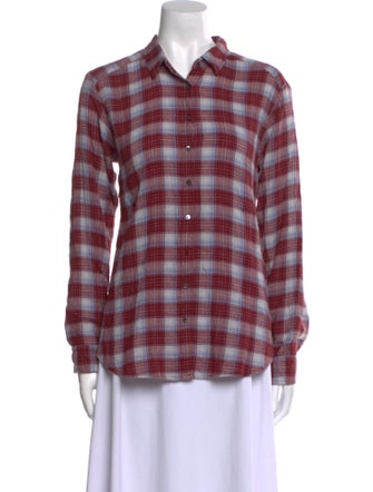 Xirena Plaid Print Long Sleeve Button-Up Top